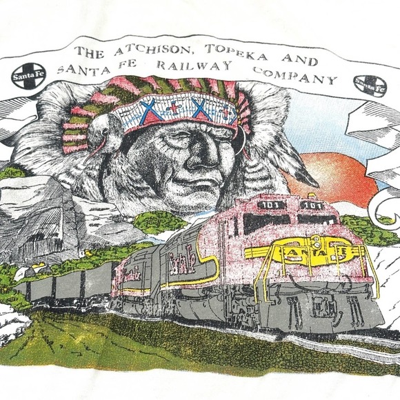 VINTAGE SINGLE STITCH men's THE ATCHISON SANTA FE RAILWAY CO t-shirt LARGE - Picture 9 of 9